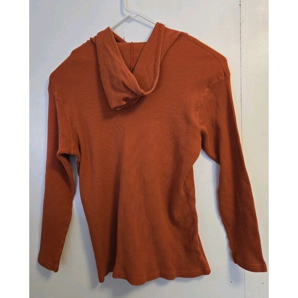 VTG Polo Ralph Lauren Hoodie Mens XL Orange Hooded Thermal Waffle Knit Pullover - Picture 5 of 7